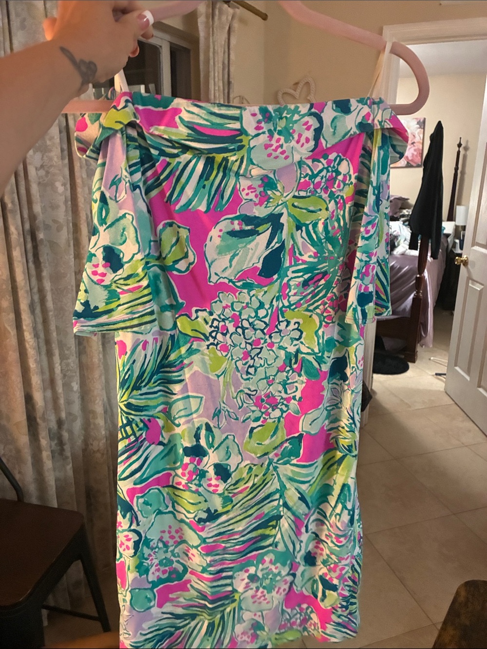 Lilly Pulitzer Hot Pink, Teal & Lime Tropical Shift Dress